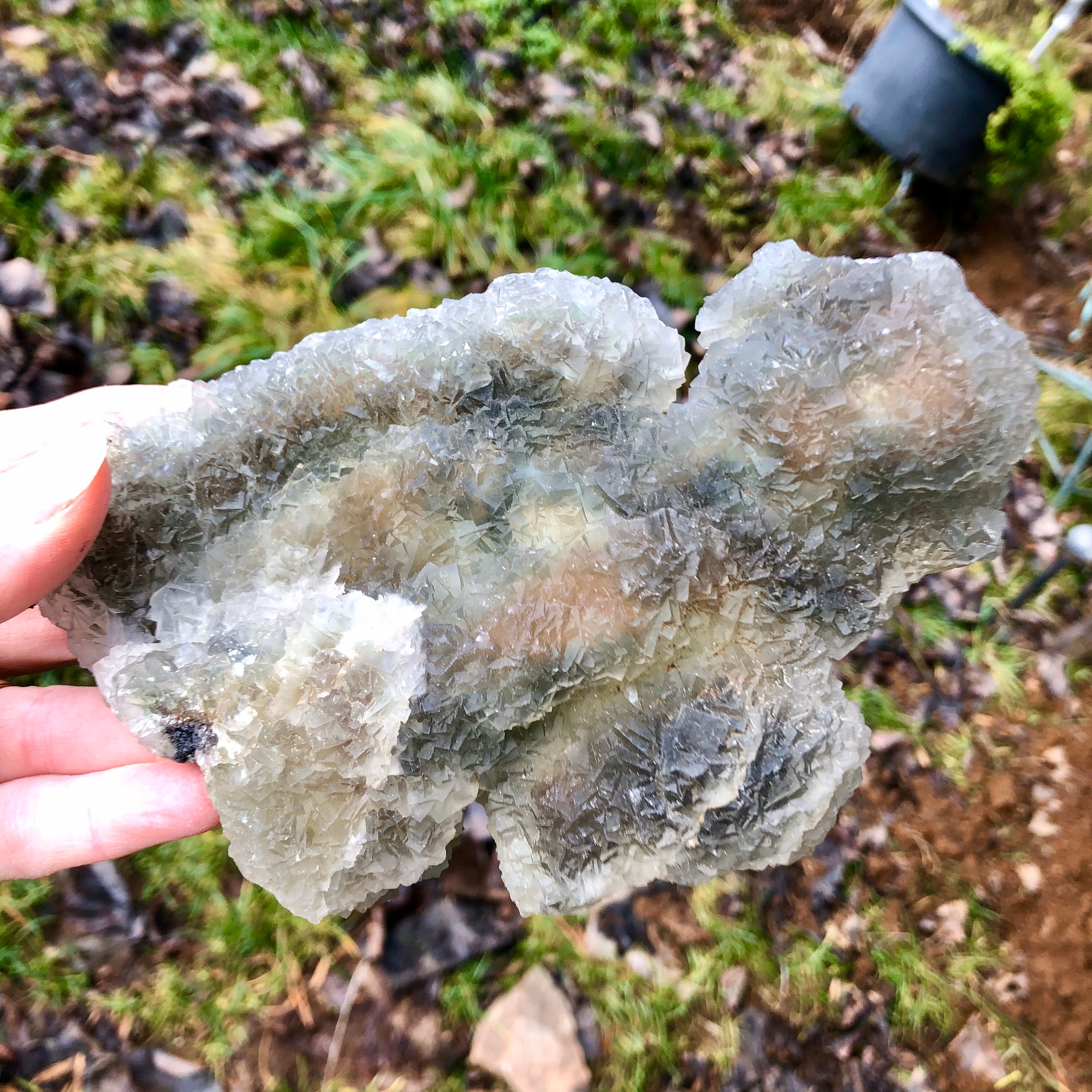 720g Olive Green Translucent Irregular Fluorite Crystal Cluster Mineral