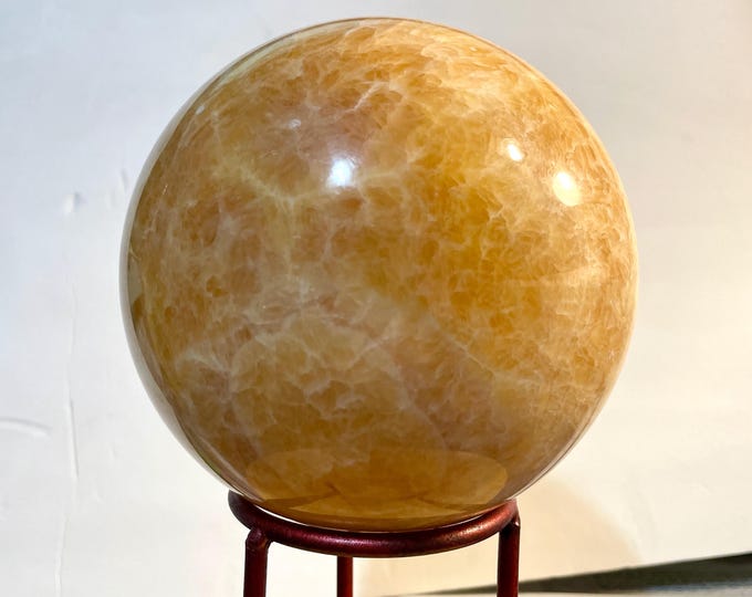 146mm Golden Yellow Calcite Sphere Orb Ball Mineral Display Specimen