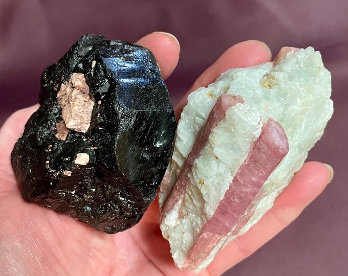 Pair of Tourmaline Crystal  Clusters