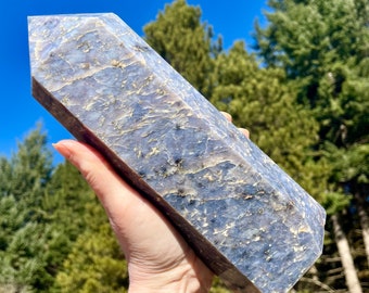 4.73 lbs Blue Quartz Obelisk Pillar Tower Point Wand Column Generator