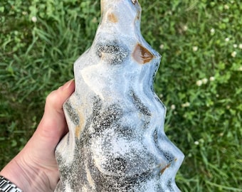 6.38 lb Ocean Jasper Twisted Spiral Flame Freeform Mineral Display Specimen