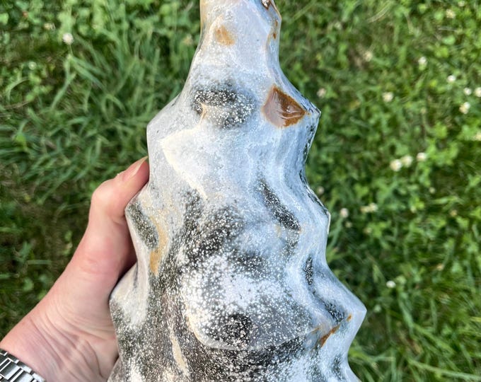 6.38 lb Ocean Jasper Twisted Spiral Flame Freeform Mineral Display Specimen