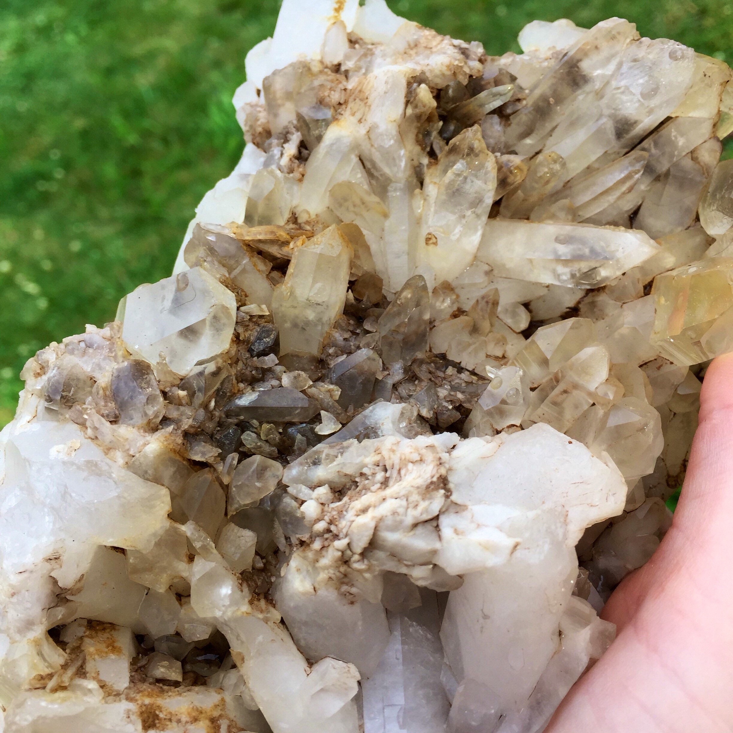 Large Quartz Crystal Cluster Plate