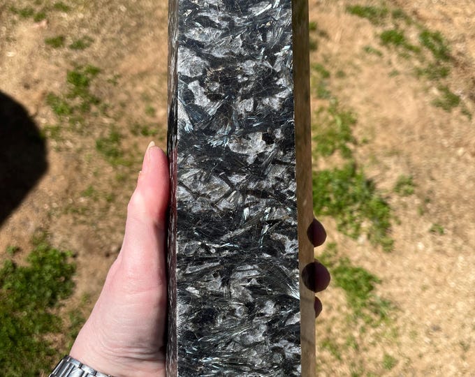 5.55 lbs Arfvedsonite Larvakite Obelisk Pillar Point Tower Wand Column Generator