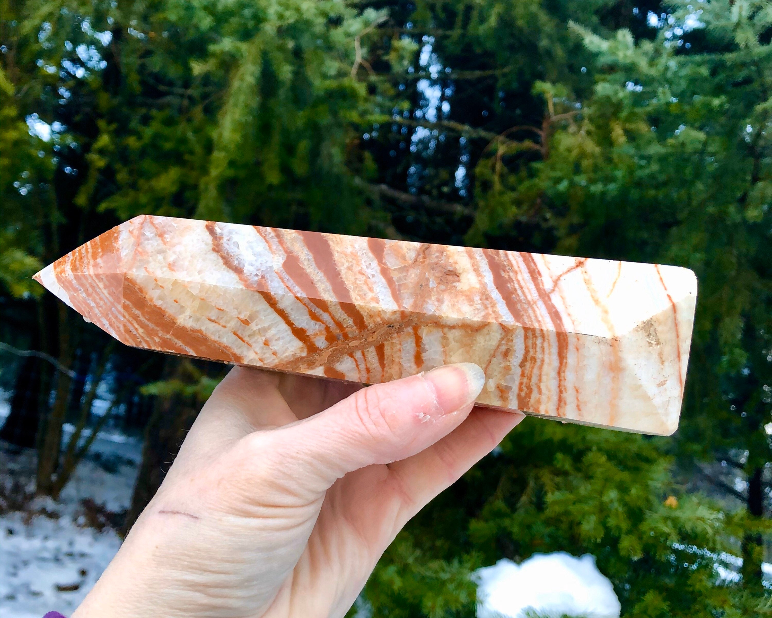 894g Pork Stone Crystal aka Dali Jasper Obelisk Pillar Tower Point Wand