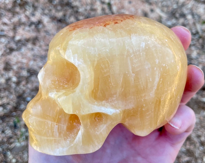 Orange Banded Calcite Crystal Skull