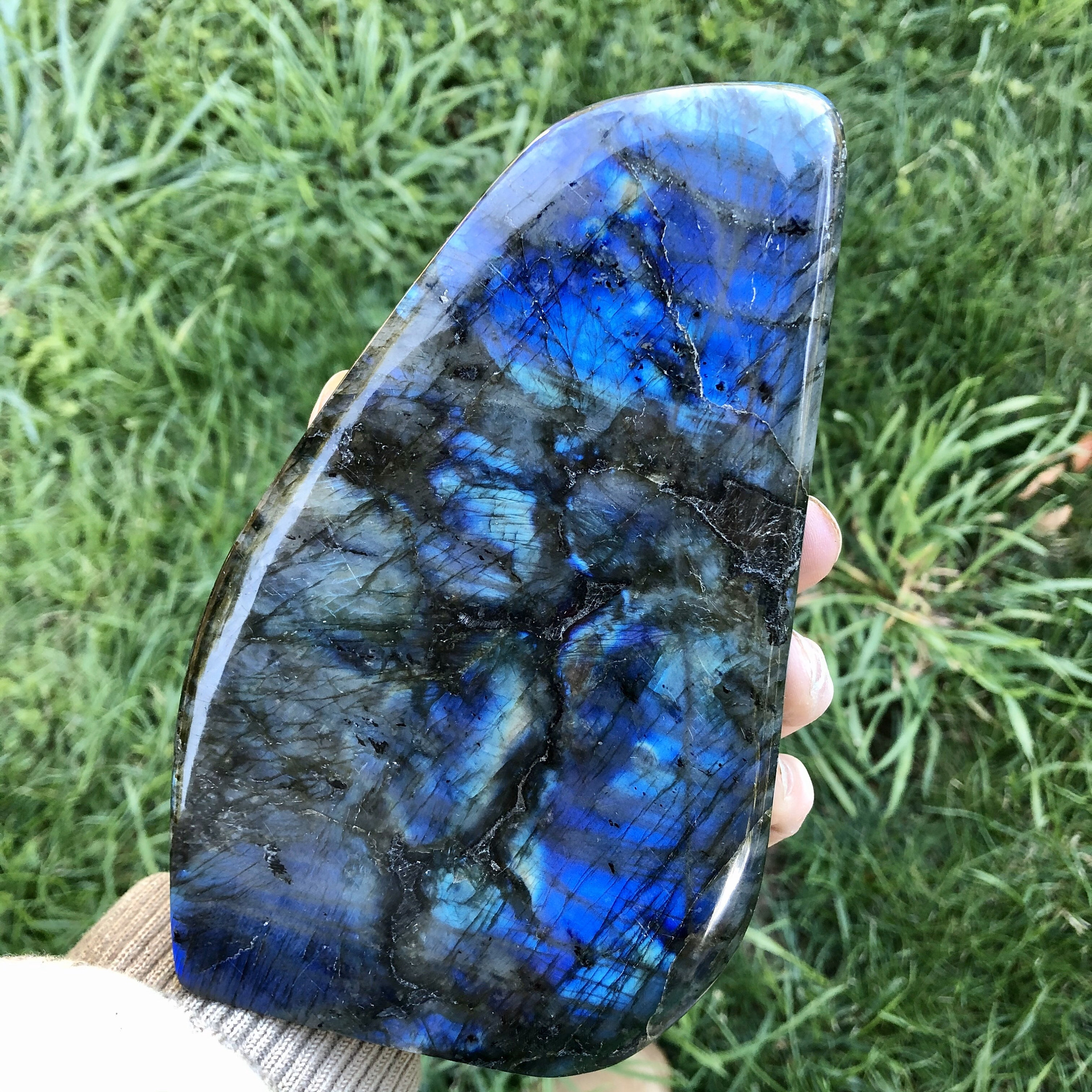 Blue flash Spectralite Labradorite standing freeform specimen