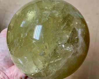 120mm Citrine Quartz Sphere Orb Crystal Ball Mineral Display Specimen with stand