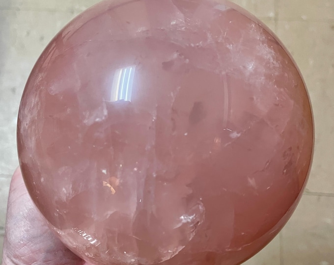 140mm Rose Quartz Sphere Orb Ball Mineral Display Specimen with stand