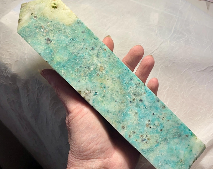 2.78 lb Chrysocolla or Phoenix Stone Obelisk Pillar Tower Point Wand Column Generator