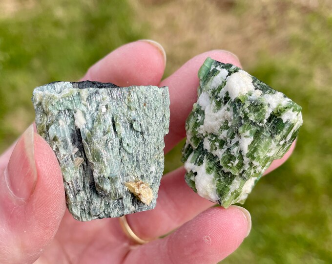 Green Tourmaline Crystals Set of 2
