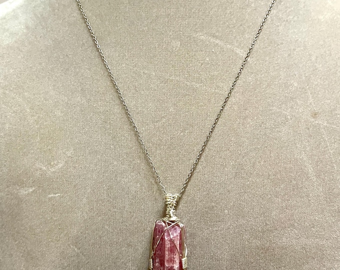 Pink tourmaline and Sterling Silver Chain Necklace