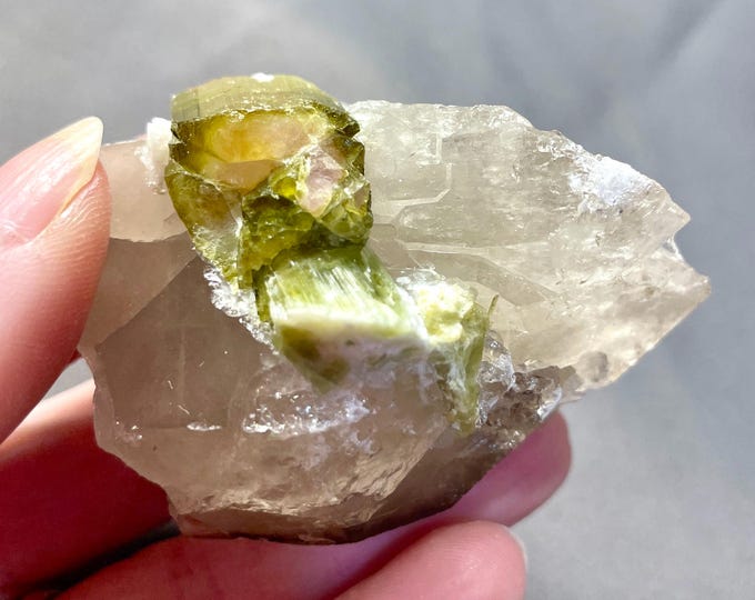 110.1g Watermelon Tourmaline in Smoky Quartz Crystal Specimen
