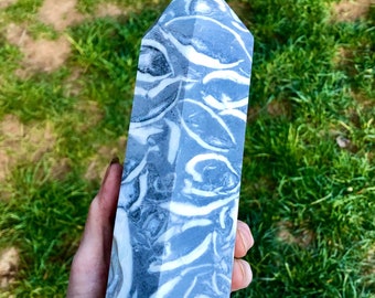 3.91 lbs Thousand Eye Stone Obelisk Pillar Tower Point Wand Column Spire Display Specimen