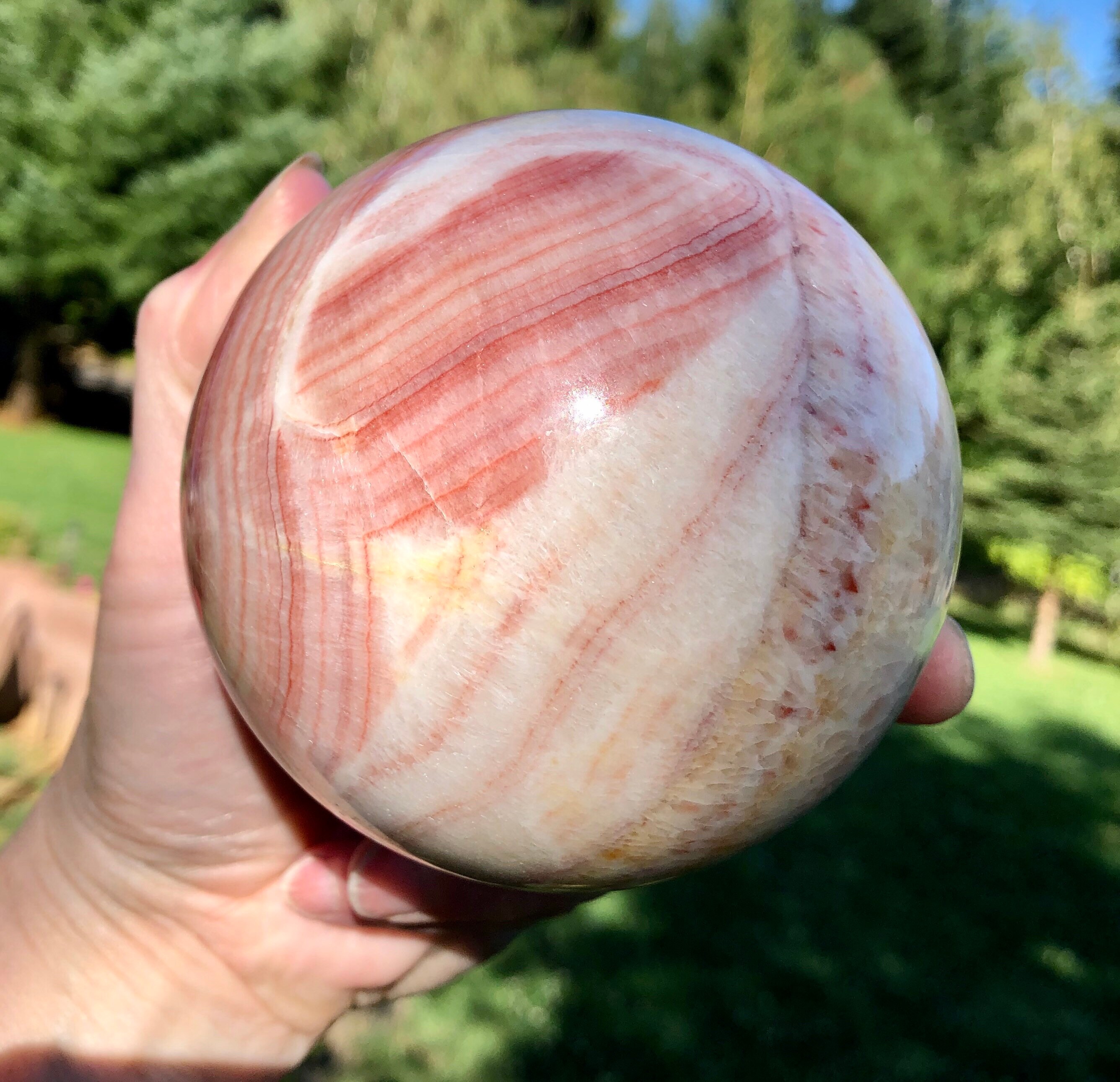 94mm Large Pork Stone Crystal aka Dali Rainbow Jasper Sphere Orb Ball