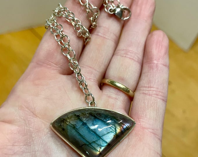 Labradorite and Sterling Silver Chain Necklace