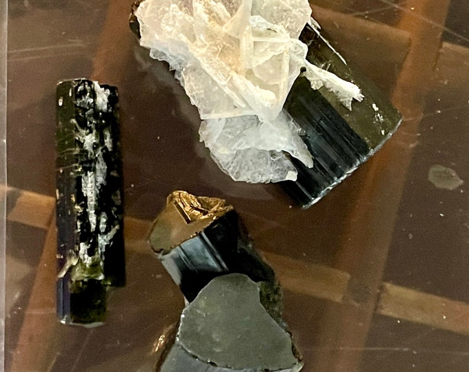 Terminated Green Cap Tourmaline Crystals Set of 3