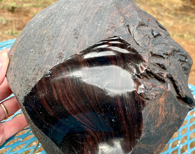 Gold Sheen Mahogany Obsidian rough mineral display specimen 16.84 lbs