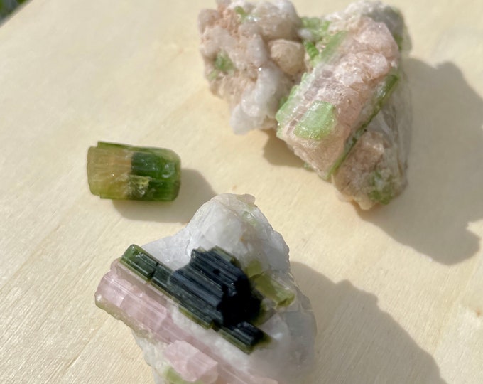Watermelon Tourmaline Crystal Specimens Set of 3