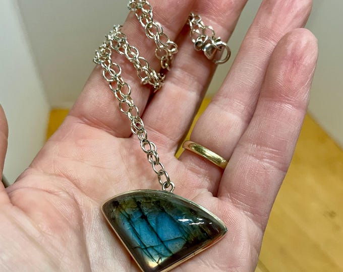 Labradorite and Sterling Silver Chain Necklace