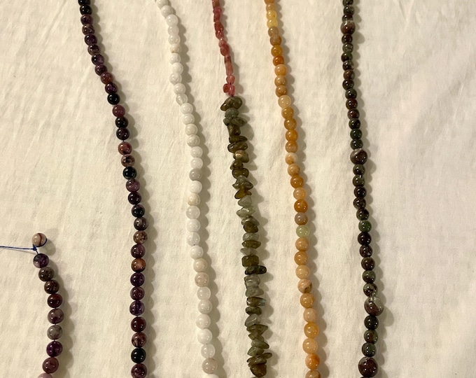 Gemstone Bead 5 Strands Charoite Calcite Tourmaline Labradorite Quartz