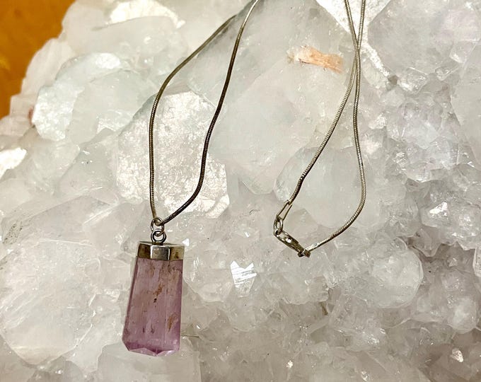Pink Kunzite and Sterling Silver Necklace