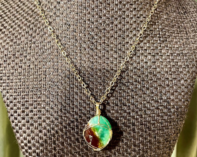 18 inch Chrysoprase and 24k Gold Filled Necklace