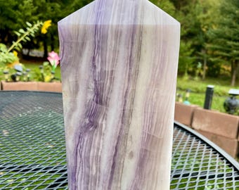 10.28 lbs Lavender Banded Fluorite Obelisk Pillar Tower Point Wand Column Generator