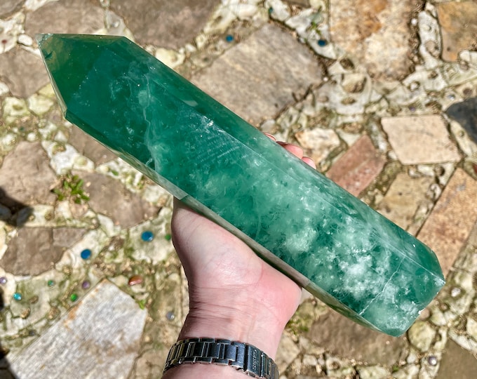 5.45 lbs Blue Green Fluorite Obelisk Pillar Tower Point Wand Column Generator
