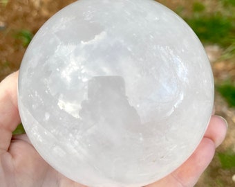83mm White Calcite Sphere Orb Ball Mineral Display Specimen