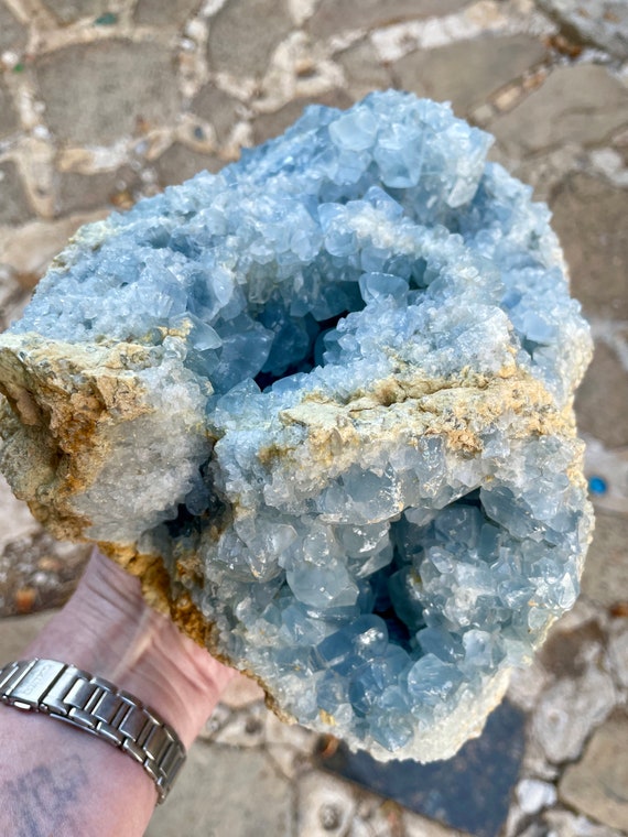 13.77 lbs  Celestite or Celestine Crystal Geode Cluster Mineral Display Specimen