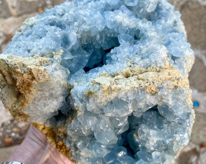 13.77 lbs  Celestite or Celestine Crystal Geode Cluster Mineral Display Specimen