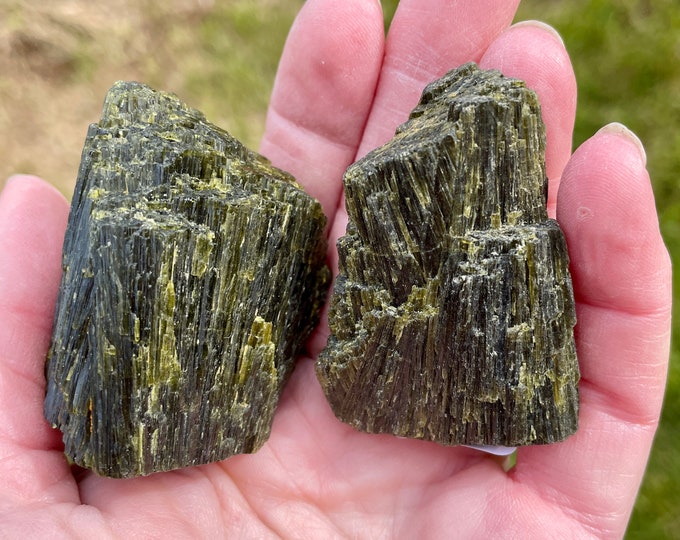 Epidote Crystal Clusters Set of 2