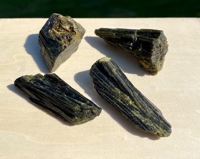 Epidote Crystal Mineral Display Specimens Set of 4