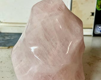 Rose Quartz Standing Spiral Flame Freeform 6.58 lbs