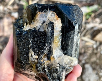Black Tourmaline Crystal Mineral Display Specimen 1.56 lbs