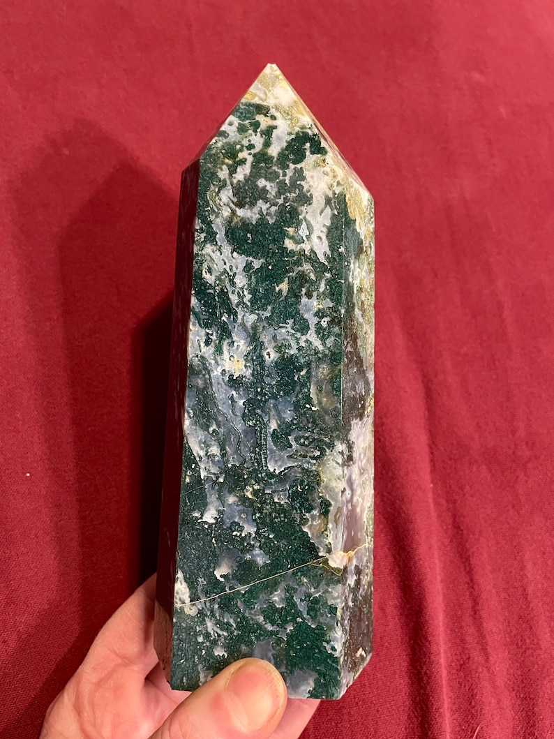 2 lb Moss Agate Obelisk Pillar Tower Point Wand Column Generator