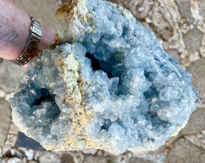 13.77 lbs  Celestite or Celestine Crystal Geode Cluster Mineral Display Specimen