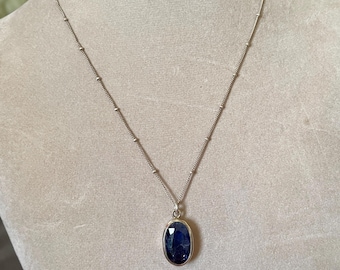 Blue Kyanite and Sterling Silver Necklace 16.5 inches