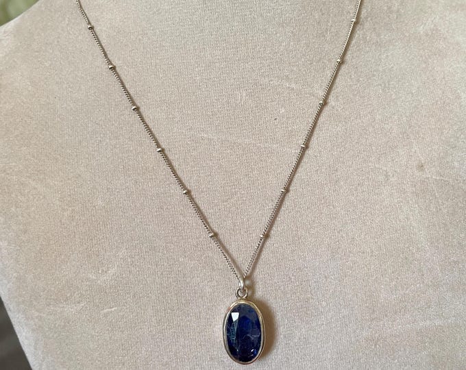 Blue Kyanite and Sterling Silver Necklace 16.5 inches