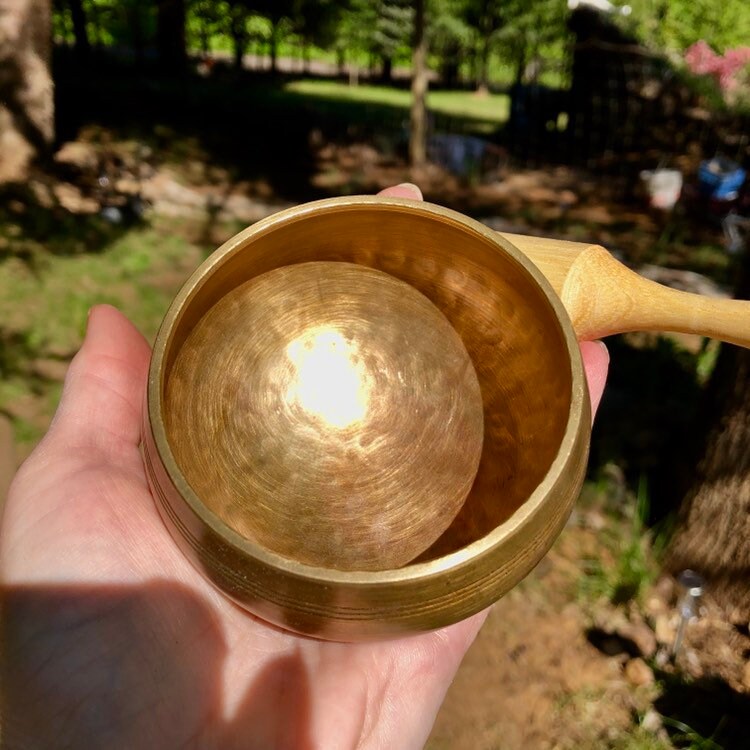 Small Brass Tibetan Singing Bowl for healing energy work or home decor