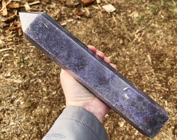 3.26 lbs Lepidolite Obelisk Pillar Tower Point Wand Column Generator
