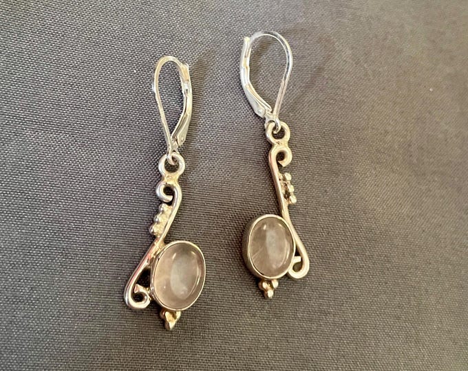 Rose Quartz and Sterling Silver Earrings