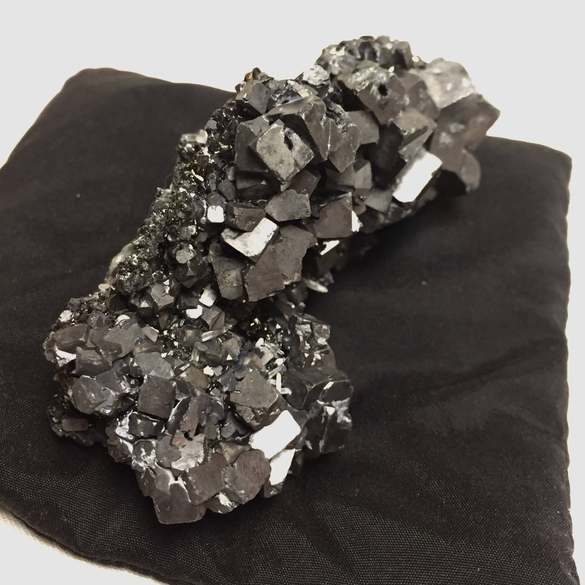 Galena crystal cluster with Calcite, Lead Galena, lead crystal