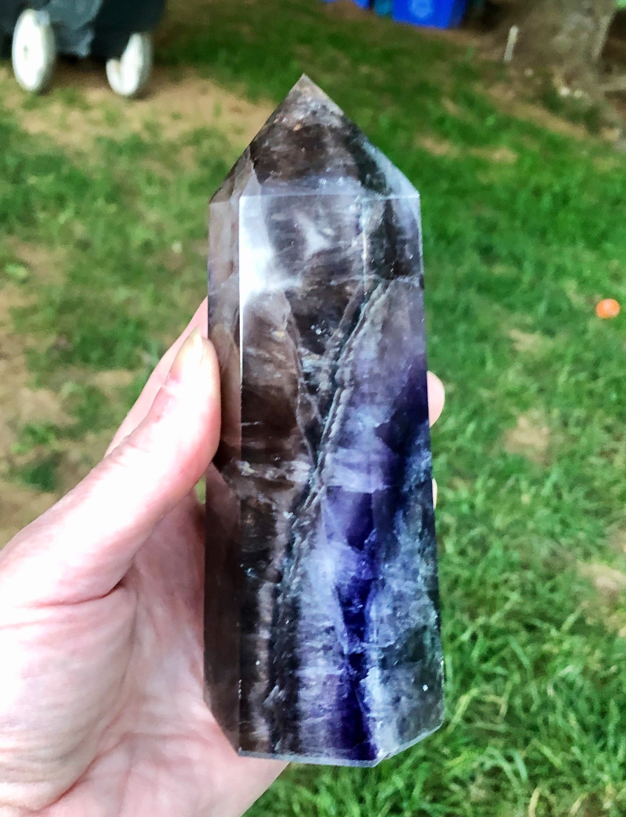 690g Rainbow Fluorite Obelisk Pillar Tower Point Wand Column Mineral ...