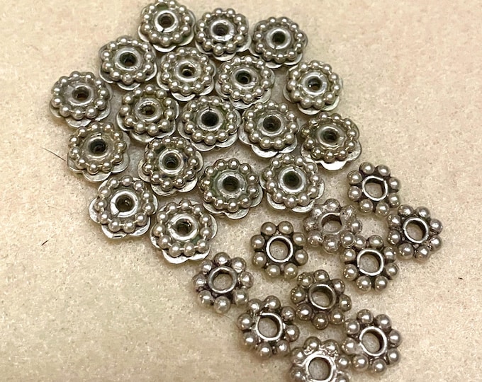 Sterling Silver Flower Spacer Beads 28 pieces