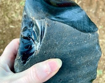 3.36 lbs Black Banded Obsidian Mineral Display Specimen
