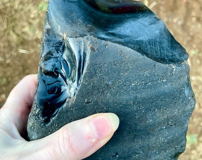 3.36 lbs Black Banded Obsidian Mineral Display Specimen