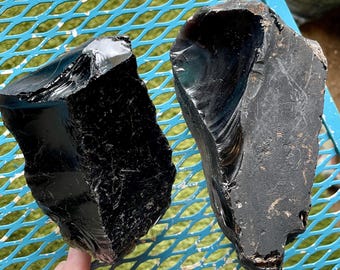 3.88 lb (2) Rainbow Obsidian Rough Mineral Displays or Lapidary Specimens