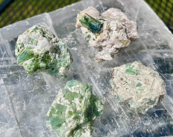 Elbaite Tourmaline Crystal Clusters Set of 4